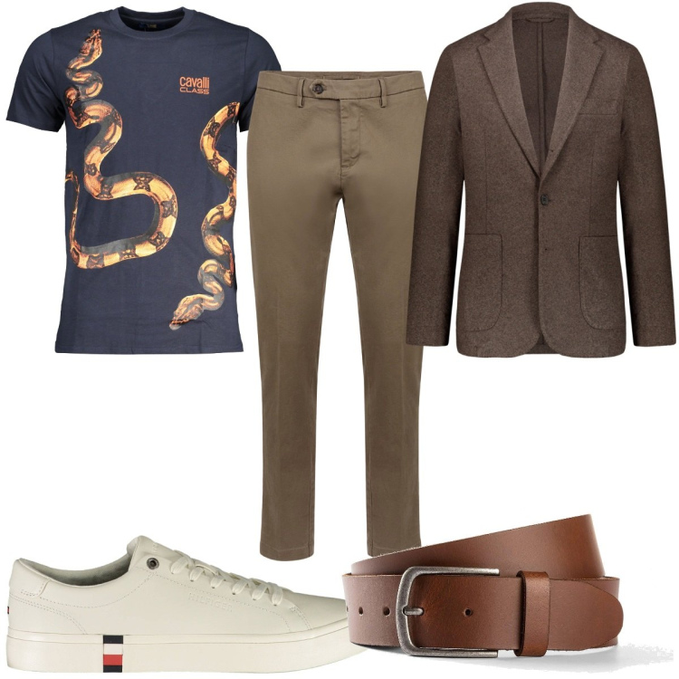 Outfit uomo - Total look #1992586. Stile Trendy per Tutti i giorni. Abbinamento con cinture, pantaloni chino, giacche, sneakers, t-shirt.
