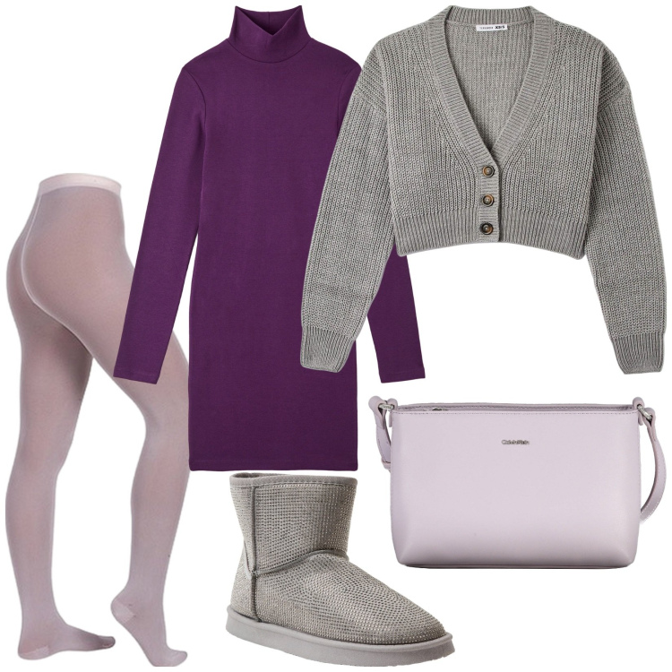 Outfit donna - Un soffice abbraccio. Stile Basic per Tutti i giorni. Abbinamento con stivali, vestiti midi/longuette, cardigans, collant, borse a tracolla.