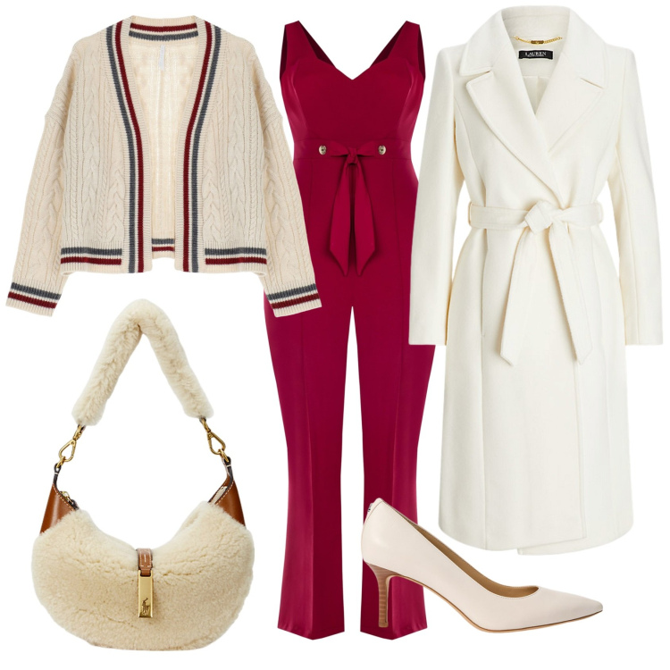 Outfit donna - Total look #1992628. Stile Chic per Ufficio. Abbinamento con tute, cardigans, cappotti, décolleté, borse a spalla.