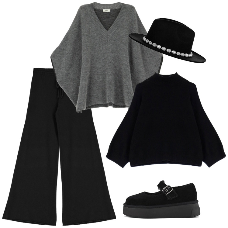Outfit donna - Cappello elegante. Stile Casual per Tutti i giorni. Abbinamento con cappelli, pantaloni, pullovers, cappotti, décolleté.