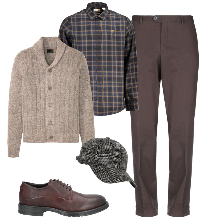 Outfit uomo - City. Stile Urban per Tutti i giorni. Abbinamento con cardigans, pantaloni, scarpe stringate, cappelli, camicie.
