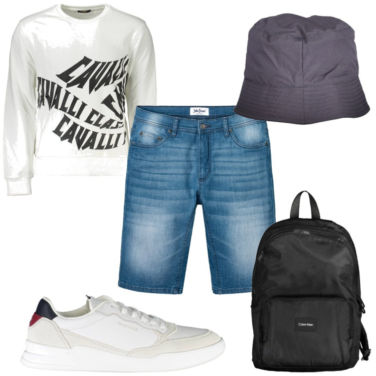 Outfit uomo - Total look #1993263. Stile Trendy per Tutti i giorni. Abbinamento con bermuda, felpe, cappelli, sneakers, borse sportive.