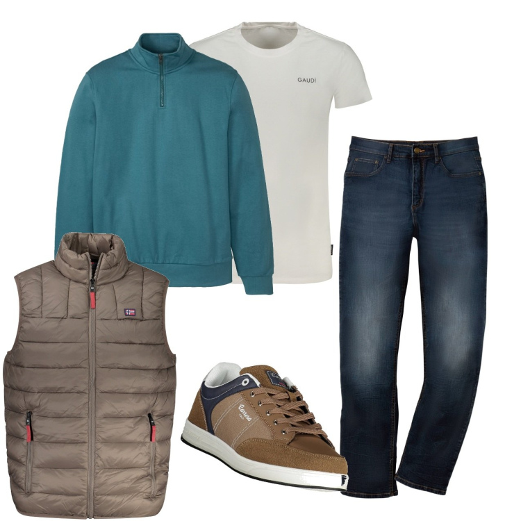 Outfit uomo - Marrone. Stile Casual per Tutti i giorni. Abbinamento con jeans dritti, felpe, sneakers, t-shirt, giacche.