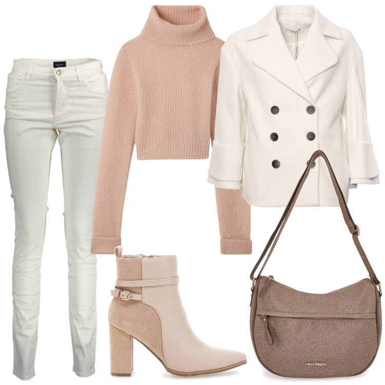 Outfit donna - Total look #1993473. Stile Casual chic per Tutti i giorni. Abbinamento con maglieria, cappotti, stivaletti, pantaloni, borse a tracolla.