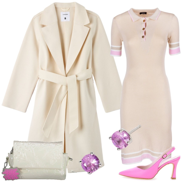 Outfit donna - Total look #1993642. Stile Bon Ton per Tutti i giorni. Abbinamento con cappotti, orecchini, vestiti, décolleté, borse a tracolla.