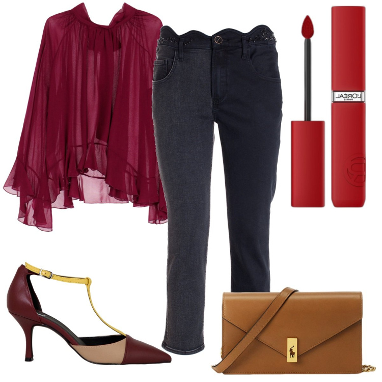 Outfit donna - Bantoa Singles\' Day: glamour!. Stile Glamour per Tutti i giorni. Abbinamento con rossetti, jeans, clutch, camicie, décolleté.
