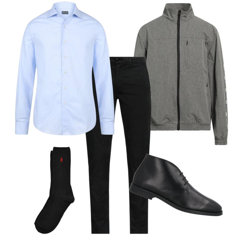 Outfit uomo - La camicia Oxford. Stile Business/Elegante per Serata speciale. Abbinamento con stivali e stivaletti, giacche, pantaloni, calzini, camicie.