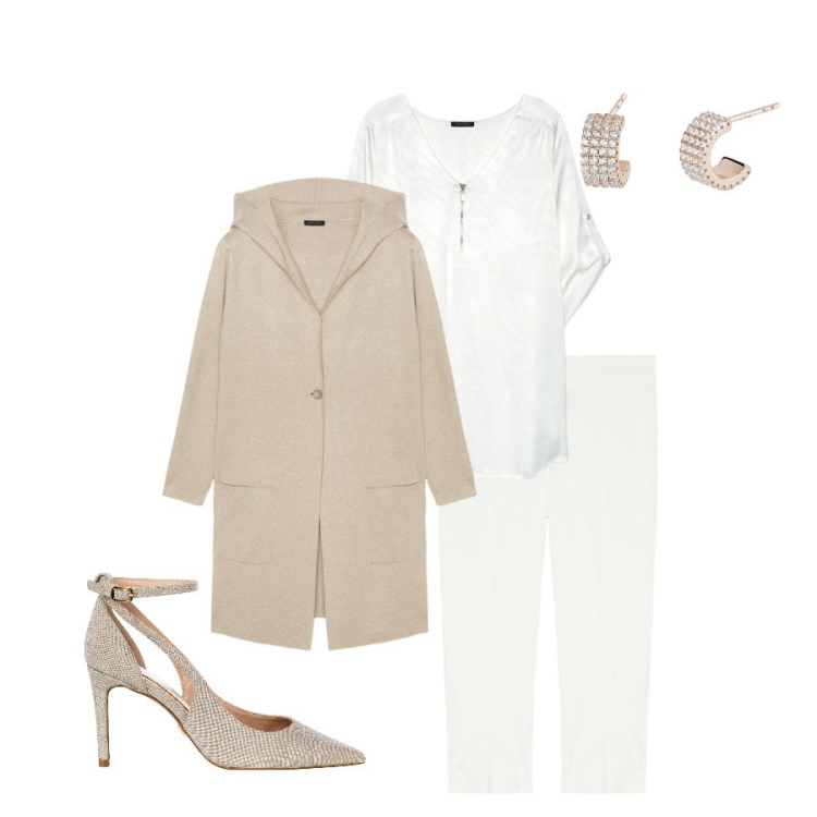 Outfit donna - Maglieria avvolgente. Stile Casual chic per Tutti i giorni. Abbinamento con orecchini, décolleté, pantaloni, bluse, cardigans.