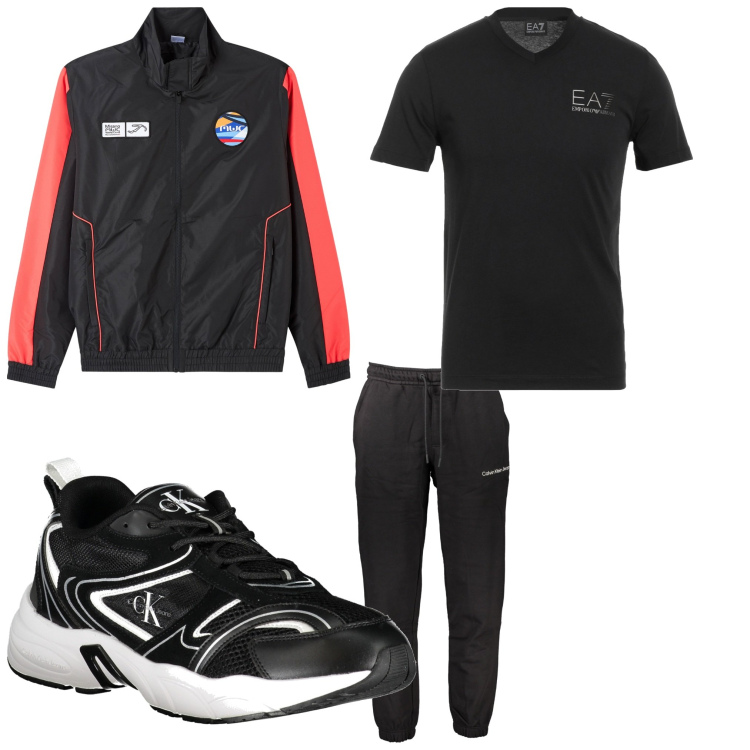 Outfit uomo - La corsa mattutina. Stile Casual per Sport. Abbinamento con t-shirt, giacche, sneakers, pantaloni.