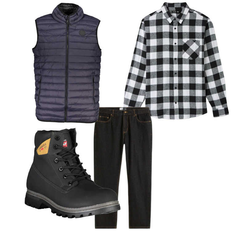Outfit uomo - Quadretti. Stile Casual per Tutti i giorni. Abbinamento con jeans dritti, camicie, giacche, stivali.