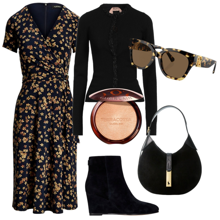 Outfit donna - Miele..... Stile Vintage retrò per Tutti i giorni. Abbinamento con cardigans, terre, borse a spalla, occhiali da sole, vestiti midi/longuette, stivaletti.