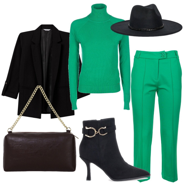 Outfit donna - Lo stile che non ti aspetti. Stile Trendy per Tutti i giorni. Abbinamento con blazer, maglieria, pantaloni, borse a tracolla, stivaletti, cappelli.