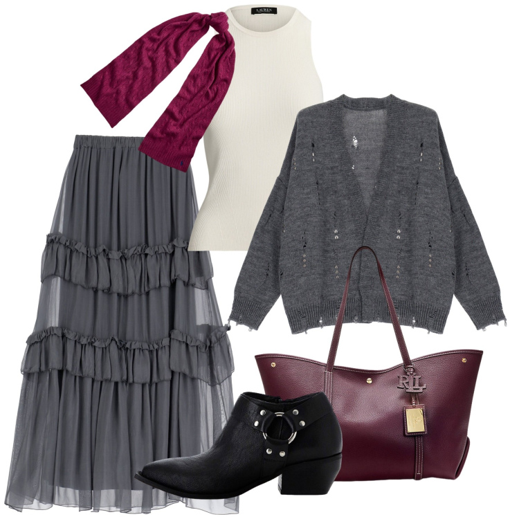 Outfit donna - It\'s Bantoa Singles\' Day!. Stile Boho per Serata fuori. Abbinamento con cardigans, gonne lunghe, stivaletti, sciarpe, maglieria, borse tote.