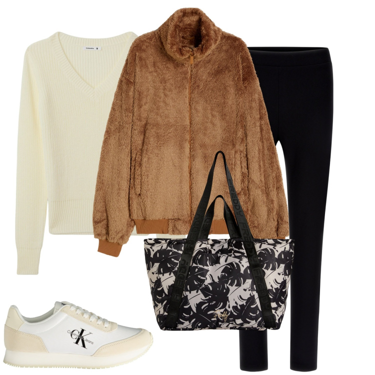 Outfit donna - Morbido Teddy doublefax. Stile Casual per Tutti i giorni. Abbinamento con maglieria, shopping bag, blazer, pantaloni, sneakers.
