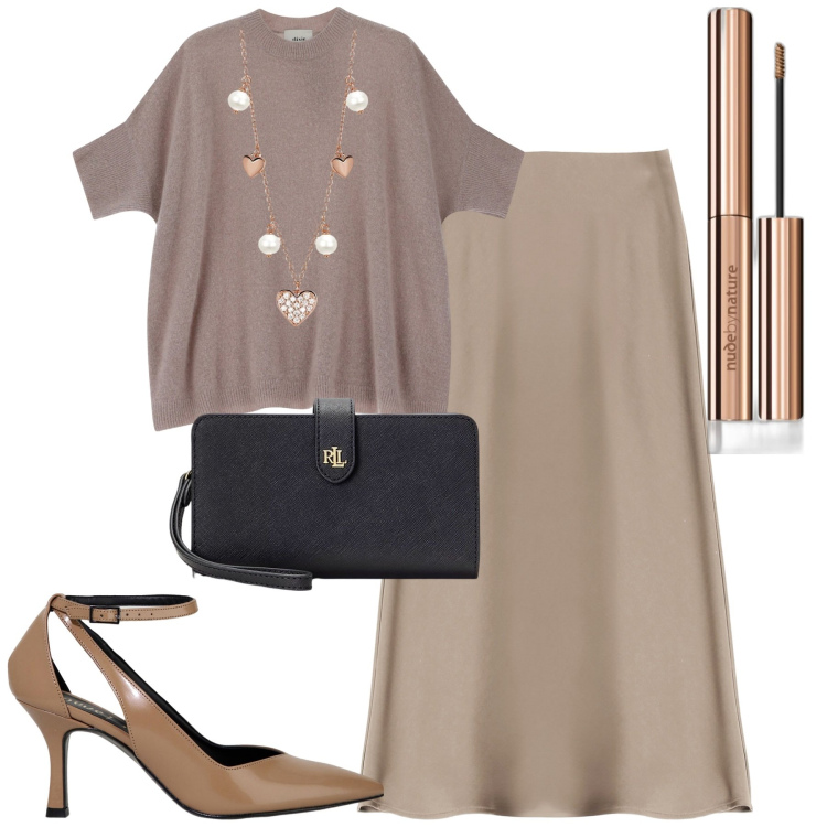 Outfit donna - Total look #1994560. Stile Chic per Serata fuori. Abbinamento con mascara, gonne longuette, pullovers, décolleté, collane, pochette.