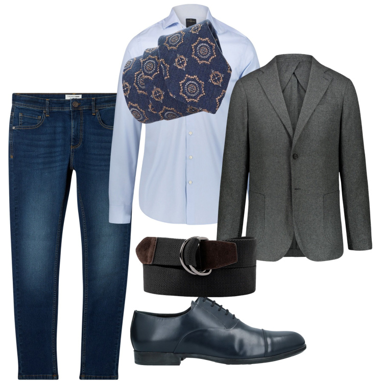 Outfit uomo - Il blazer classico... portato sui jeans. Stile Trendy per Tutti i giorni. Abbinamento con scarpe stringate, jeans skinny, cravatte, camicie, giacche, cinture.