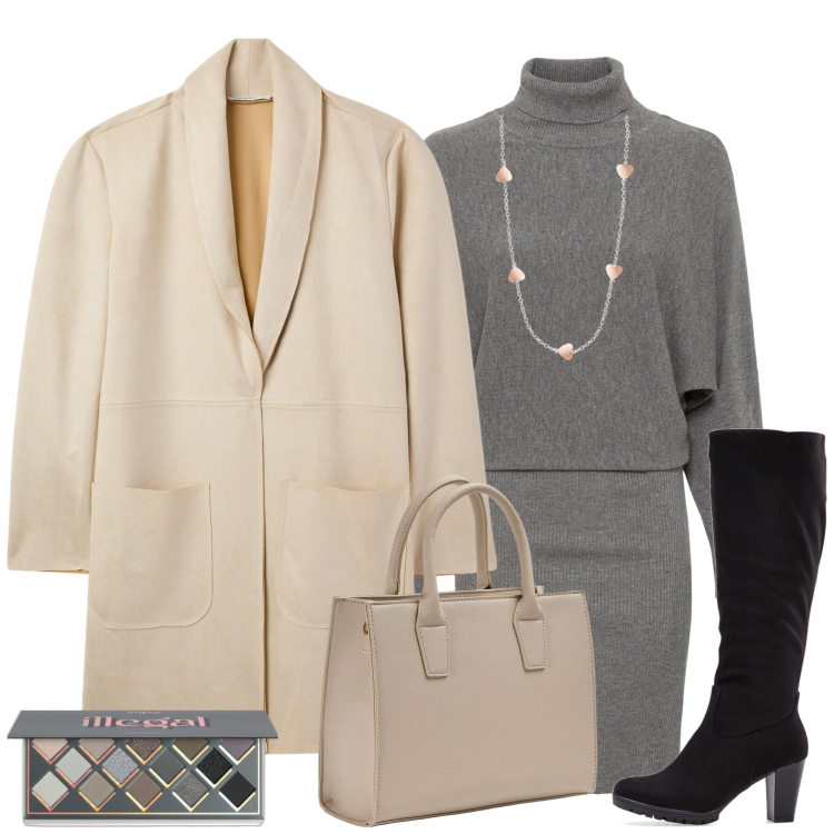Outfit donna - City. Stile Urban per Tutti i giorni. Abbinamento con vestiti, stivali, ombretti, trench, shopping bag, collane.