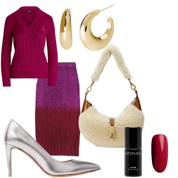 Outfit donna - bantoa per i nostri look. Stile Glamour per Tutti i giorni. Abbinamento con smalti, orecchini, gonne, décolleté, borse a spalla, maglieria.