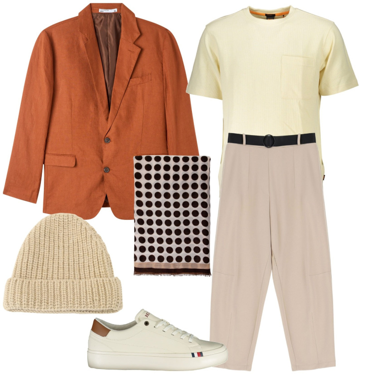 Outfit uomo - Ragazzo distinto. Stile Casual per Tutti i giorni. Abbinamento con giacche, pantaloni, berretti, sciarpe e foulard, sneakers, maglieria.