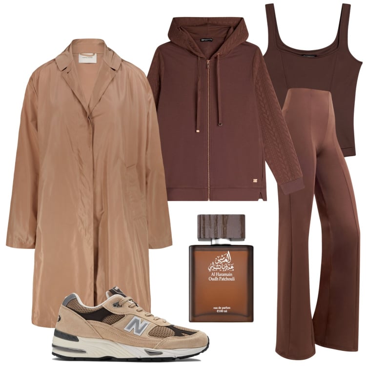 Outfit donna - Soprabito. Stile Casual per Sport. Abbinamento con profumi, sneakers, pantaloni skinny, felpe con cappuccio, body, trench.