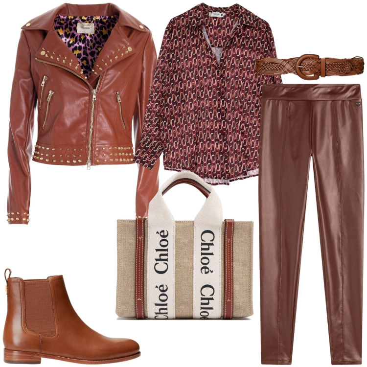 Outfit donna - Total look #1994884. Stile Casual per Tutti i giorni. Abbinamento con blazer, camicie, treggings, stivaletti chelsea, cinture, borse a mano.