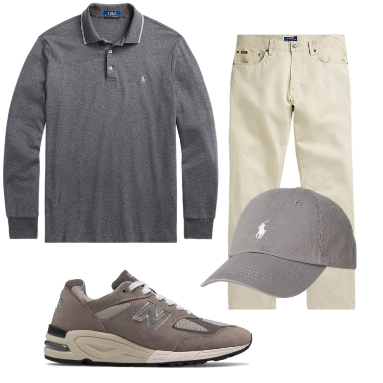 Outfit uomo - Total look #1994993. Stile Casual per Tutti i giorni. Abbinamento con sneakers, cappelli, pantaloni, polo.
