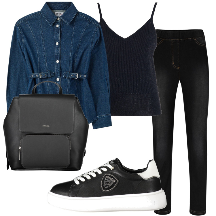 Outfit donna - La giacca di jeans. Stile Casual per Tutti i giorni. Abbinamento con jeggings, camicie, canottiere, sneakers, zaini.