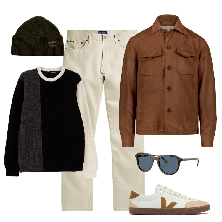 Outfit uomo - Casual sporty. Stile Casual per Tutti i giorni. Abbinamento con maglieria, berretti, pantaloni, occhiali da sole, giacche, sneakers.