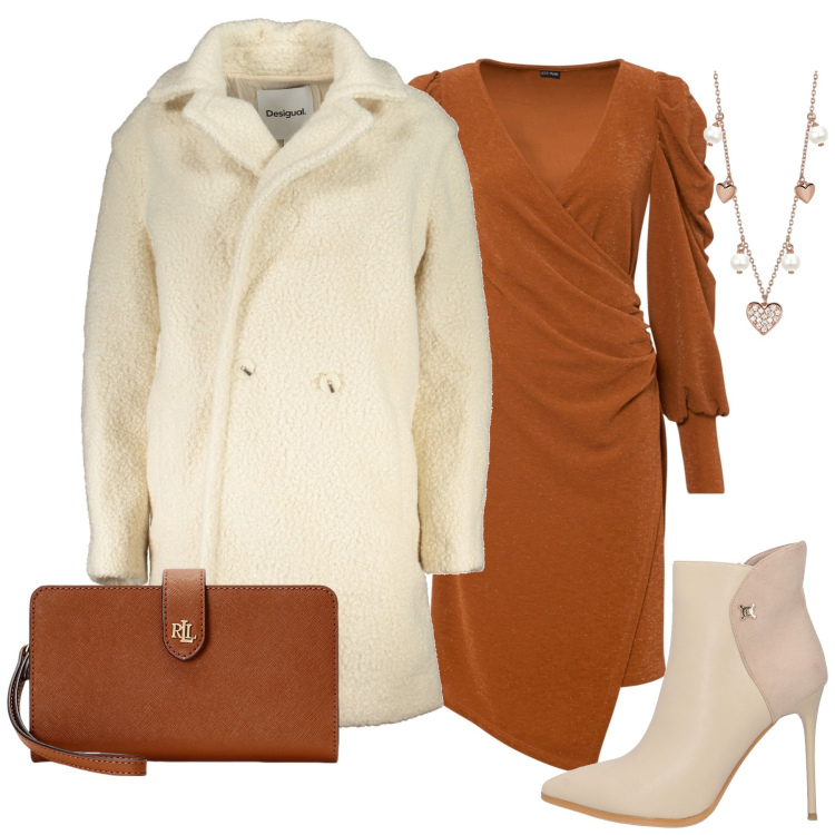 Outfit donna - City. Stile Urban per Tutti i giorni. Abbinamento con stivaletti, vestiti, collane, pochette, cappotti.