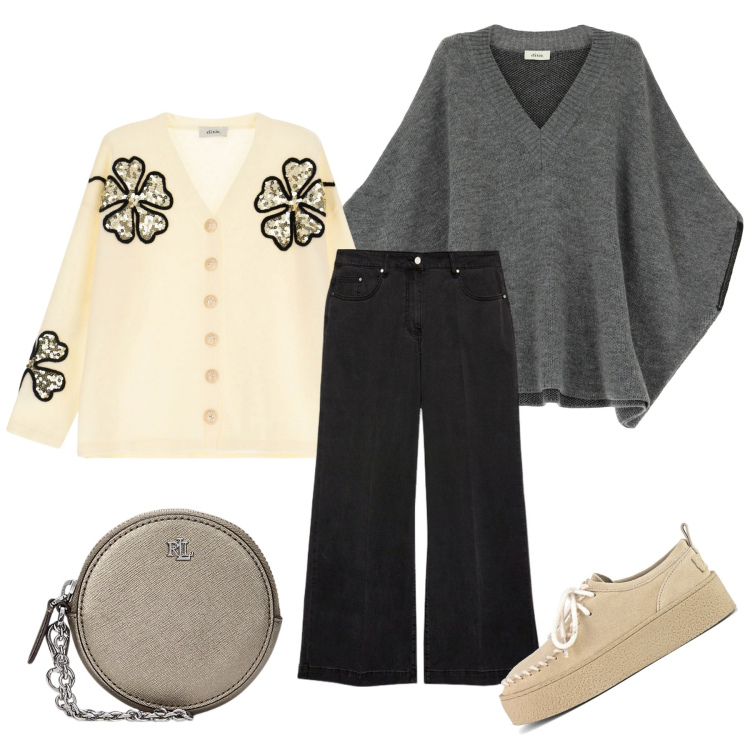 Outfit donna - Total look #1995194. Stile Casual chic per Tutti i giorni. Abbinamento con cappotti, cardigans, pochette, mocassini, jeans.