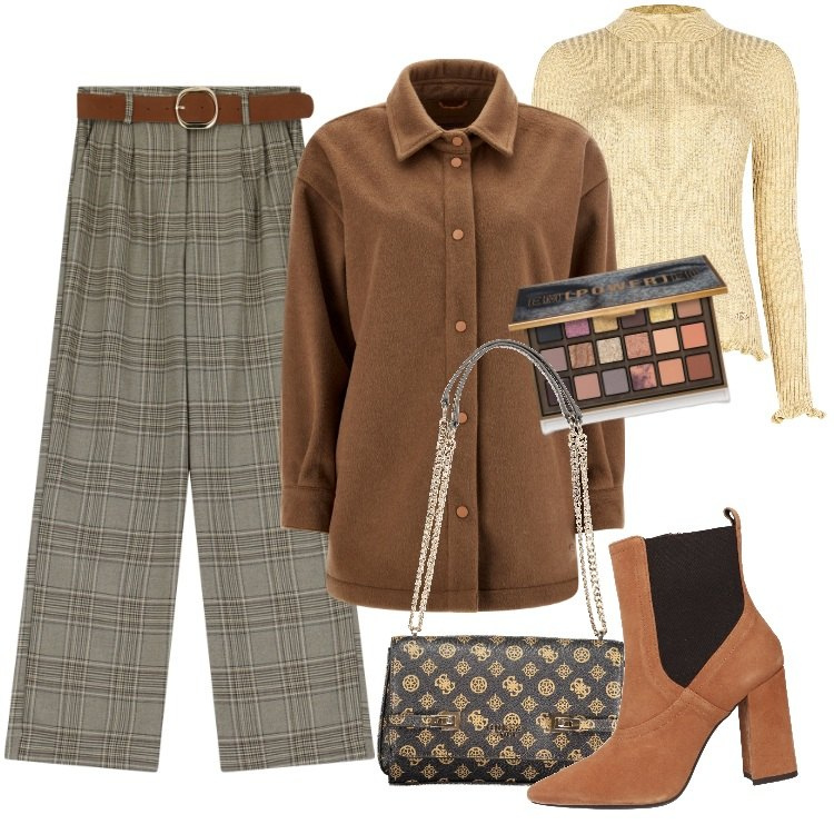 Outfit donna - Total look #1995267. Stile Casual per Ufficio. Abbinamento con stivaletti chelsea, ombretti, maglieria, cappotti, pantaloni, borse a spalla.