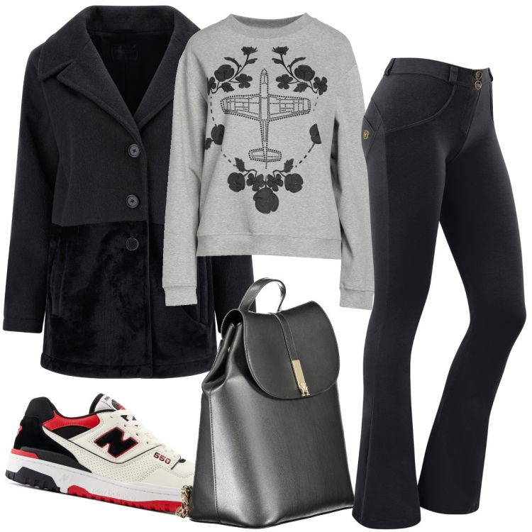 Outfit donna - Il cappottino di Freddy. Stile Sporty chic per Tutti i giorni. Abbinamento con felpe, sneakers, cappotti, pantaloni, zaini.