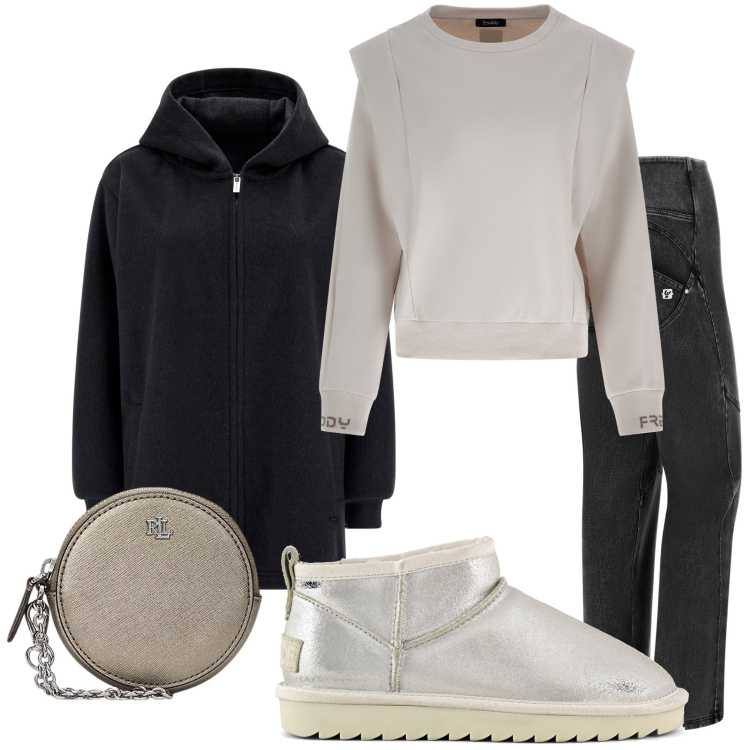 Outfit donna - Non c\'è velluto. Stile Casual per Tutti i giorni. Abbinamento con jeans, maglieria, cappotti, pochette, stivali.