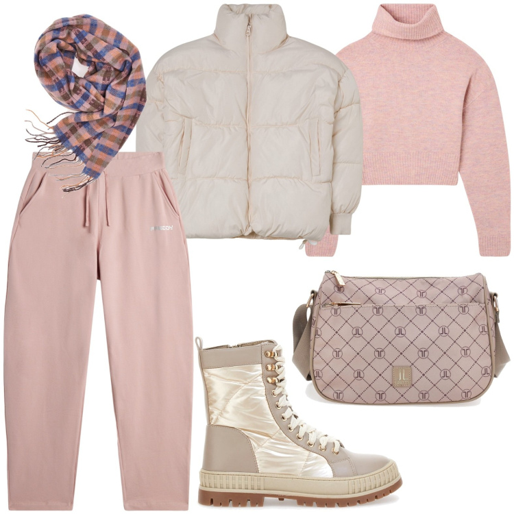 Outfit donna - Total look #1995431. Stile Casual per Tutti i giorni. Abbinamento con maglieria, blazer, pantaloni, stivaletti, sciarpe, borse a tracolla.