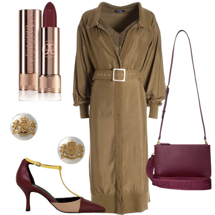 Outfit donna - Single per scelta. Stile Glamour per Serata fuori. Abbinamento con rossetti, vestiti midi/longuette, décolleté, orecchini, borse a tracolla.