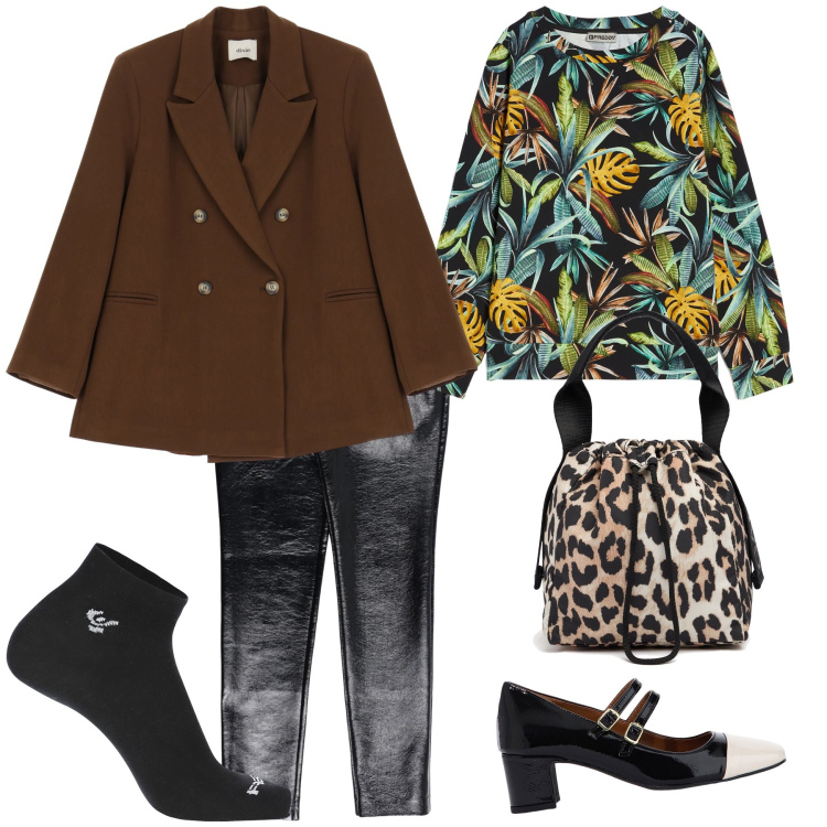 Outfit donna - Total look. Stile Urban per Tutti i giorni. Abbinamento con pantaloni skinny, décolleté, calzini, felpe, blazer, borse a mano.