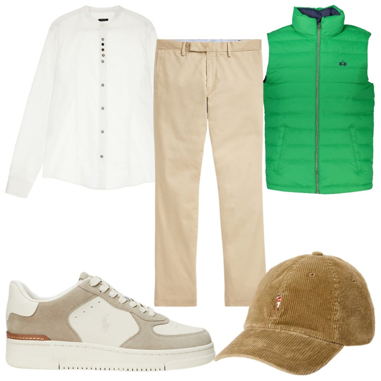 Outfit uomo - Total look #1995542. Stile Trendy per Tutti i giorni. Abbinamento con camicie, cappelli, pantaloni chino, sneakers, giacche.