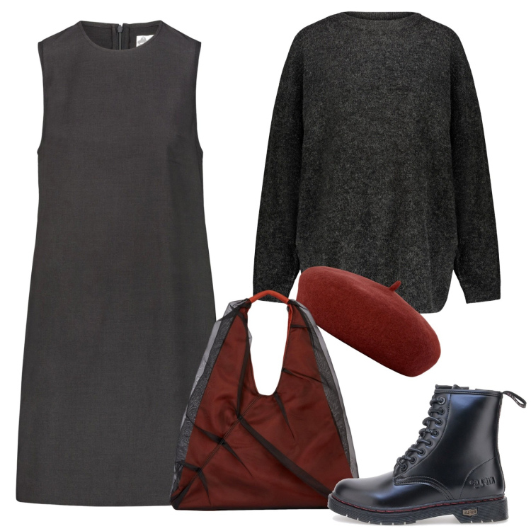 Outfit donna - Il basco. Stile Military per Tutti i giorni. Abbinamento con maglieria, cappelli e berretti, vestiti a tubino, shopping bag, anfibi.