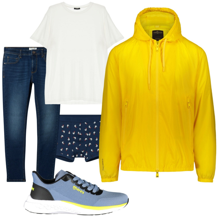 Outfit uomo - Total look #1995597. Stile Casual per Tutti i giorni. Abbinamento con boxer, jeans skinny, t-shirt, giacche, sneakers.