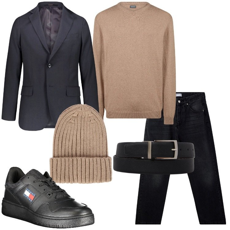 Outfit uomo - Blazer e jeans. Stile Trendy per Tutti i giorni. Abbinamento con jeans, berretti, giacche, cinture, maglieria, sneakers.