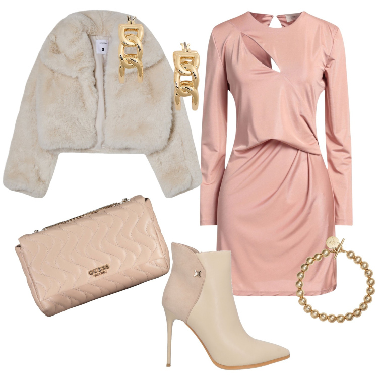 Outfit donna - Total look #1995796. Stile Rock per Cerimonia. Abbinamento con vestiti corti, stivaletti, blazer, braccialetti, orecchini, borse a tracolla.