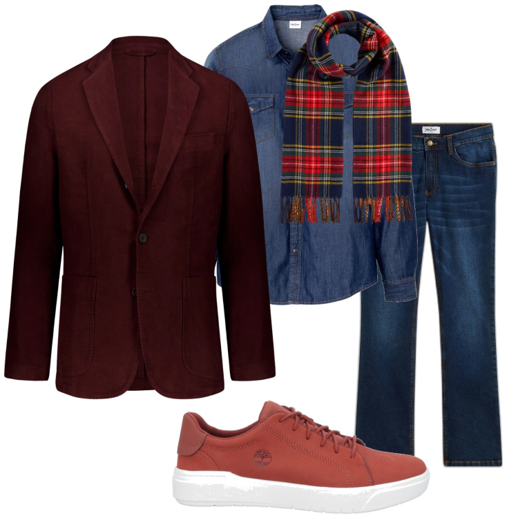 Outfit uomo - Il blazer per l\'aperitivo. Stile Trendy per Tutti i giorni. Abbinamento con jeans bootcut, camicie, sneakers, sciarpe, giacche.