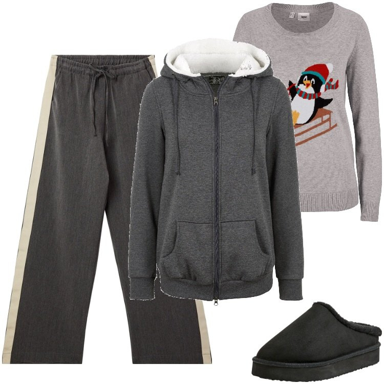 Outfit donna - Total look #1996046. Stile Trendy per Tutti i giorni. Abbinamento con blazer, maglieria, pantaloni, sabot.