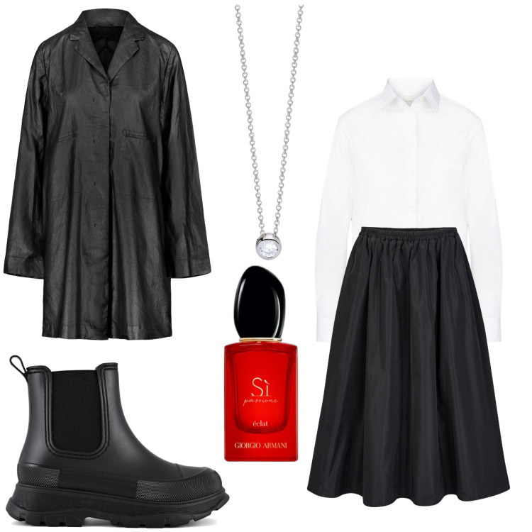 Outfit donna - Retró. Stile Vintage retrò per Tutti i giorni. Abbinamento con profumi, collane, stivali, gonne lunghe, camicie, trench.