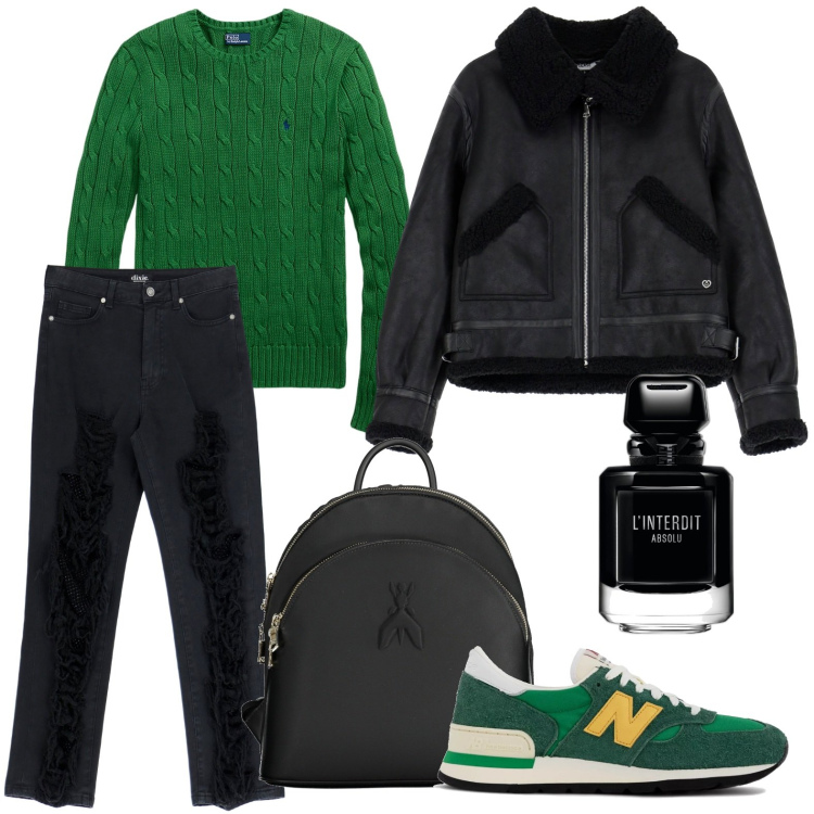 Outfit donna - La giacca stile aviatore. Stile Urban per Scuola/Università. Abbinamento con profumi, sneakers, blazer, jeans strappati, maglieria, zaini.