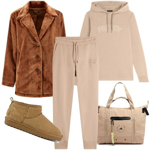 Outfit donna - ....che freddo oggi..... Stile Casual per Tutti i giorni. Abbinamento con pantaloni, cappotti, felpe con cappuccio, stivali, shopping bag.