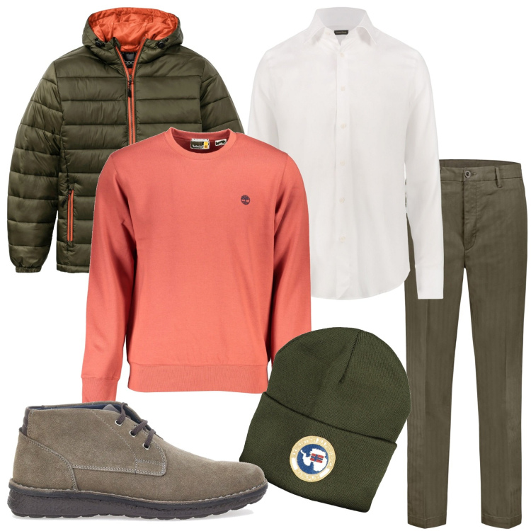 Outfit uomo - La domenica mattina in giro. Stile Trendy per Tutti i giorni. Abbinamento con giacche, stivali e stivaletti, camicie, felpe, pantaloni, berretti.