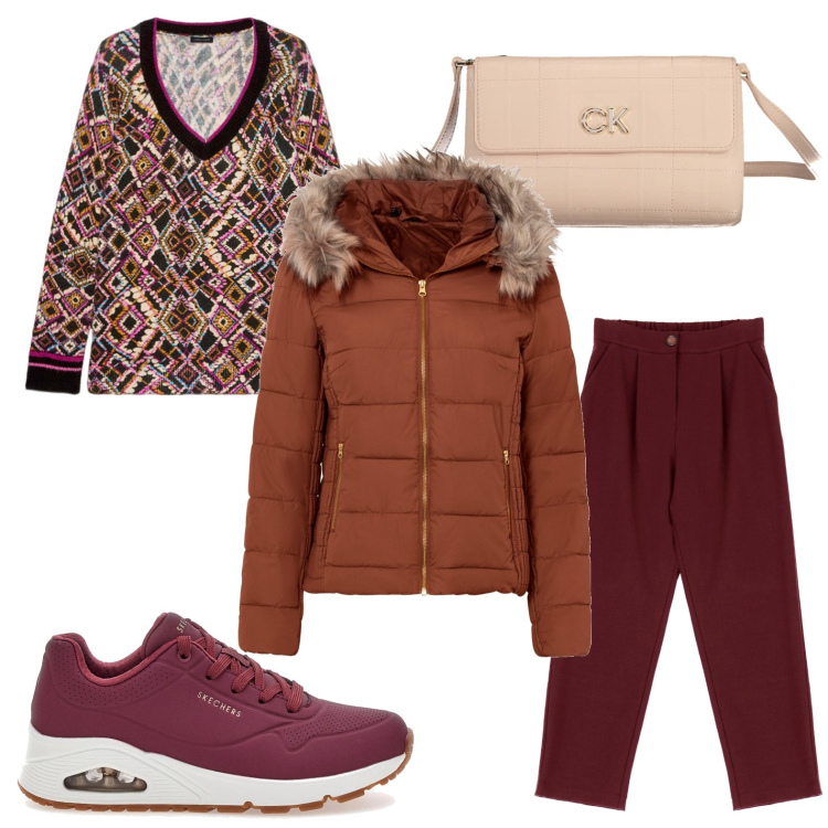 Outfit donna - La giacca col cappuccio. Stile Casual per Tutti i giorni. Abbinamento con giacche, pantaloni, maglieria, sneakers, borse a tracolla.