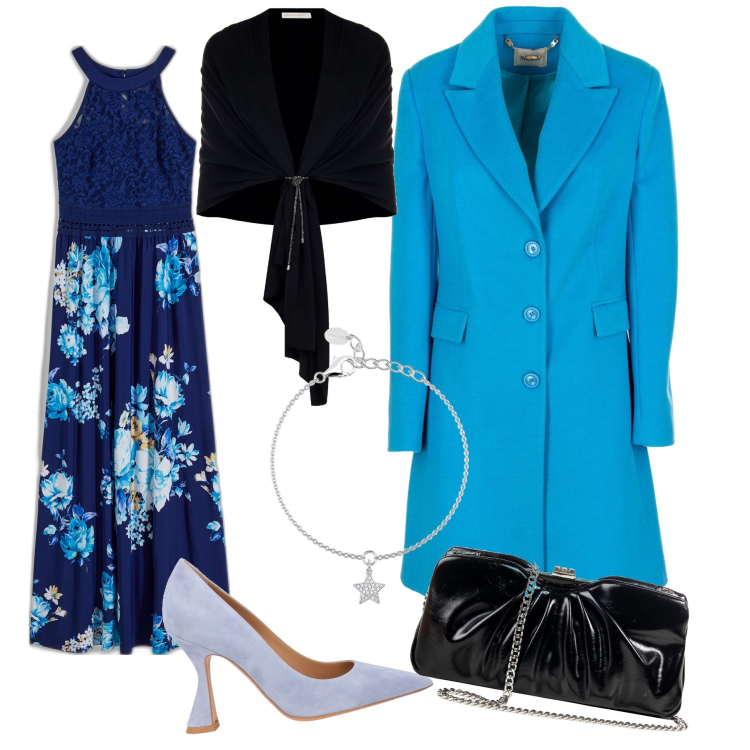 Outfit donna - Matrimonio d inverno. Stile Bon Ton per Cerimonia. Abbinamento con vestiti lunghi, décolleté, braccialetti con ciondoli, stole, pochette, cappotti.
