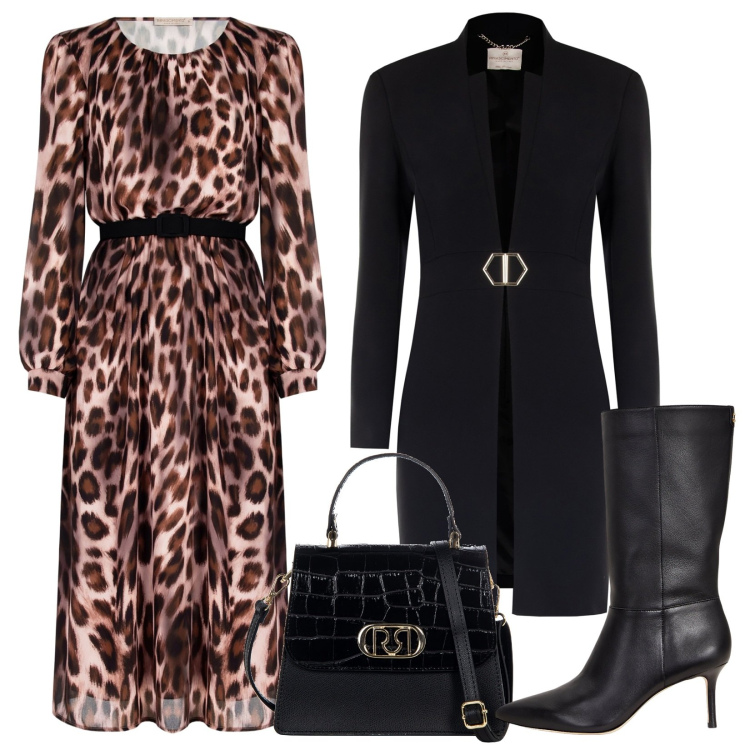Outfit donna - Un certo carattere. Stile Sexy per Serata fuori. Abbinamento con cappotti, borse a mano, vestiti midi/longuette, stivali.